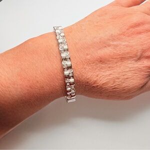 Lia Sophia Elegant Silver Stretch Bracelet w/Crystals